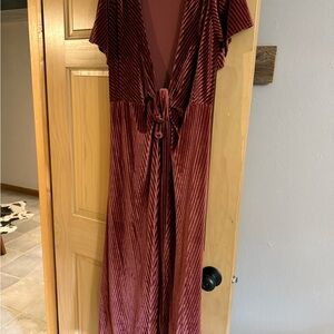 Baltic Born Red Wrap Tie Front Maxi Dress